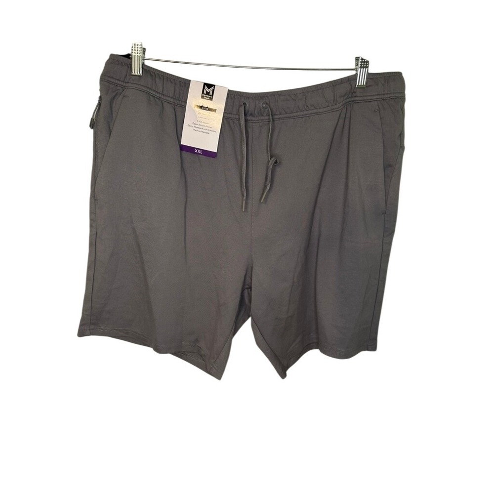 Members Mark Luxe XXL Gray Shorts 9 Inch Inseam Elastic Waist Zipper Pocket NWT